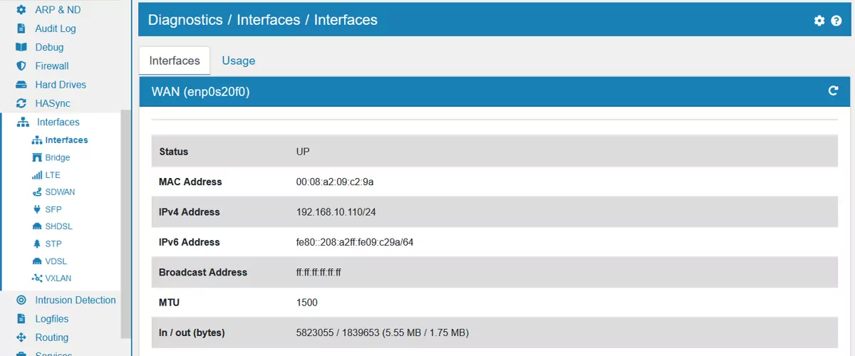 Interfaces Diagnostics
