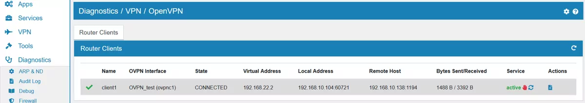 OpenVPN Router Clients Diagnostics