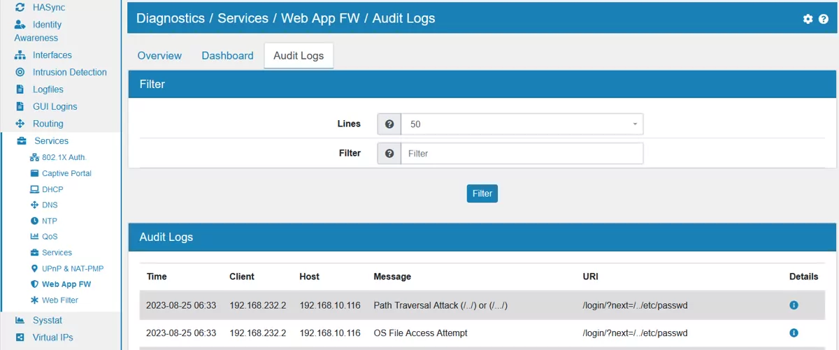 Web Application Firewall Diagnostics