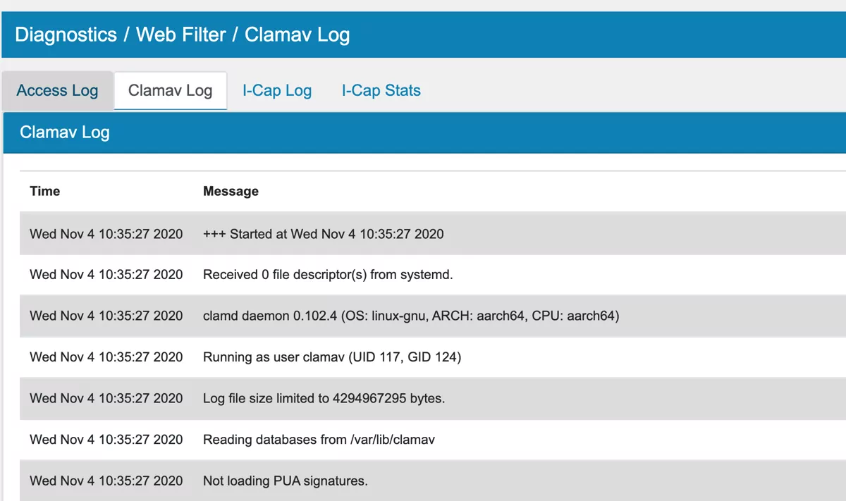 Web Filter Diagnostics