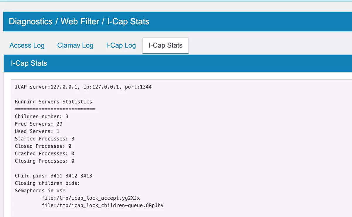 Web Filter Diagnostics