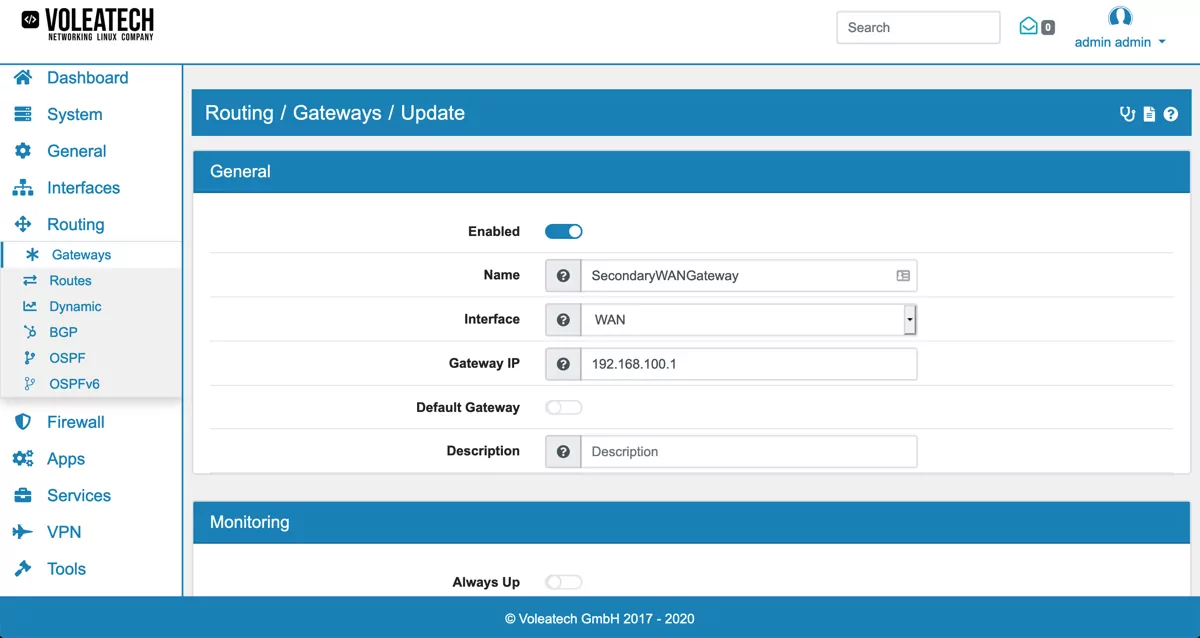 Gateway configuration