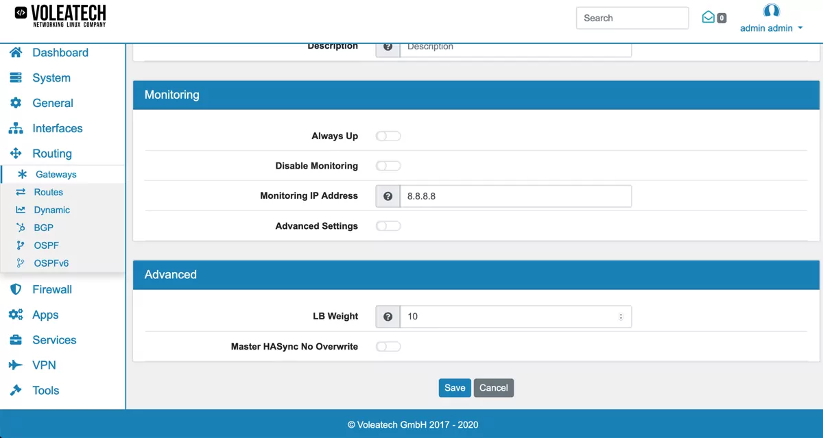 Gateway configuration Monitoring