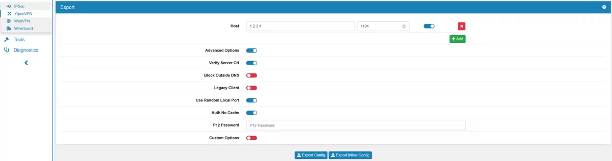 OpenVPN Server Export