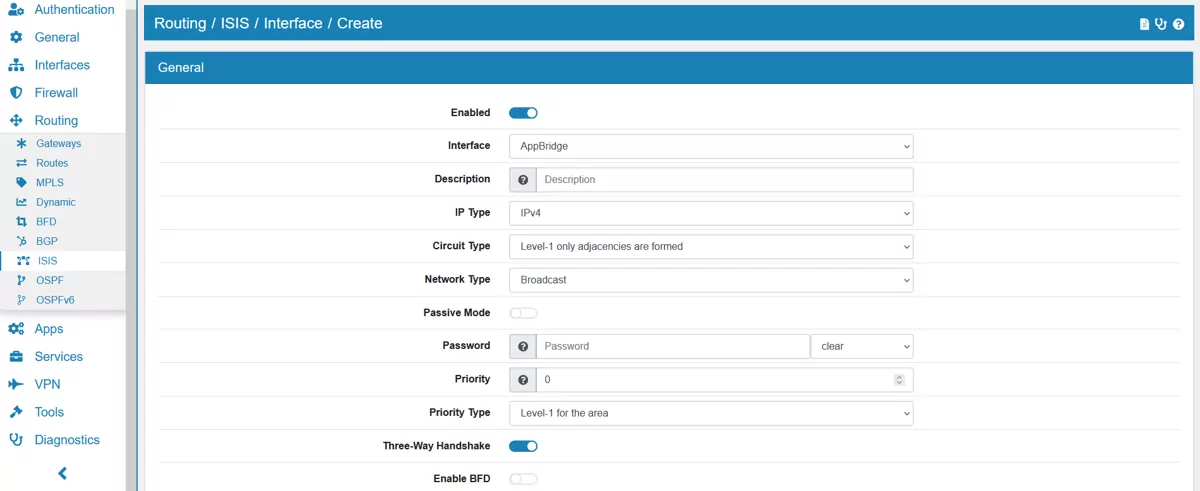 Routing ISIS Interface