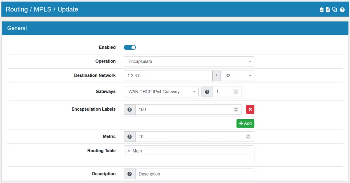 Routing MPLS Encapsulation