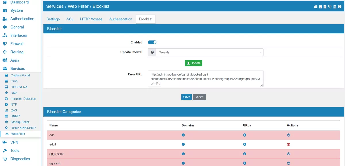 Web Filter Blocklist