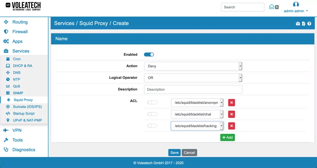 Web Filter Blocklist Configuration