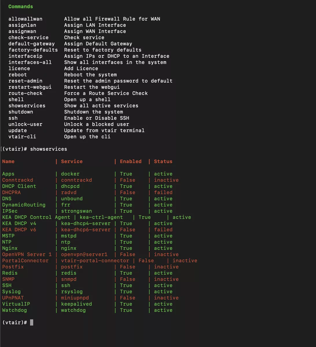 |prodname| Console (SSH)