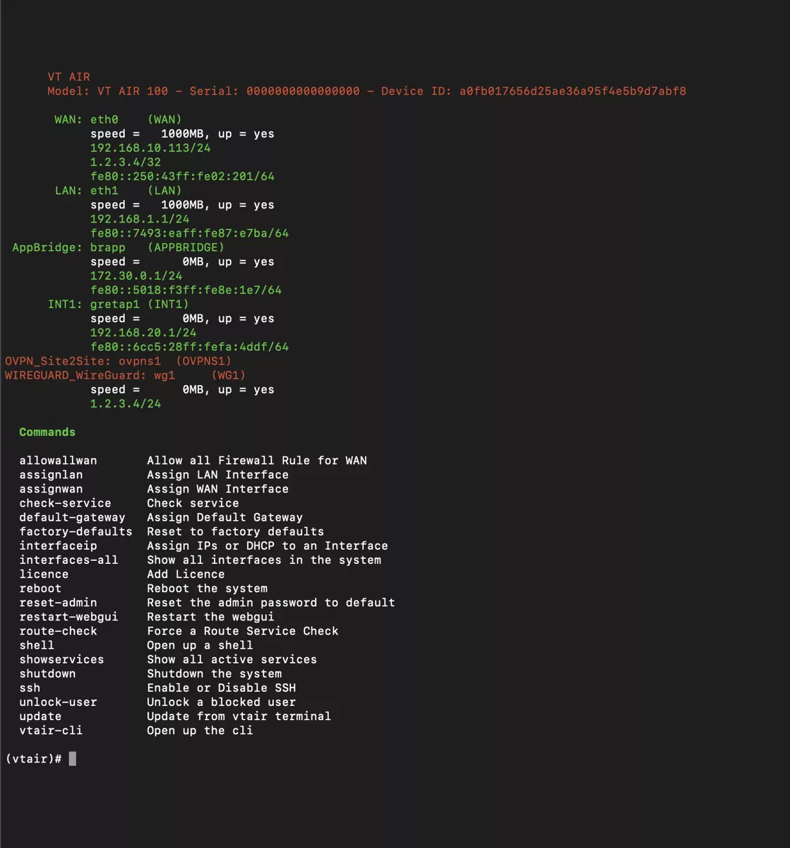 |prodname| Console (SSH)