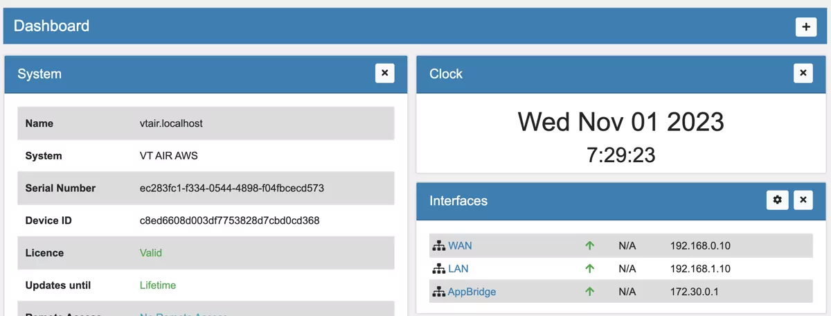 VT AIR EC2 Instance Dashboard