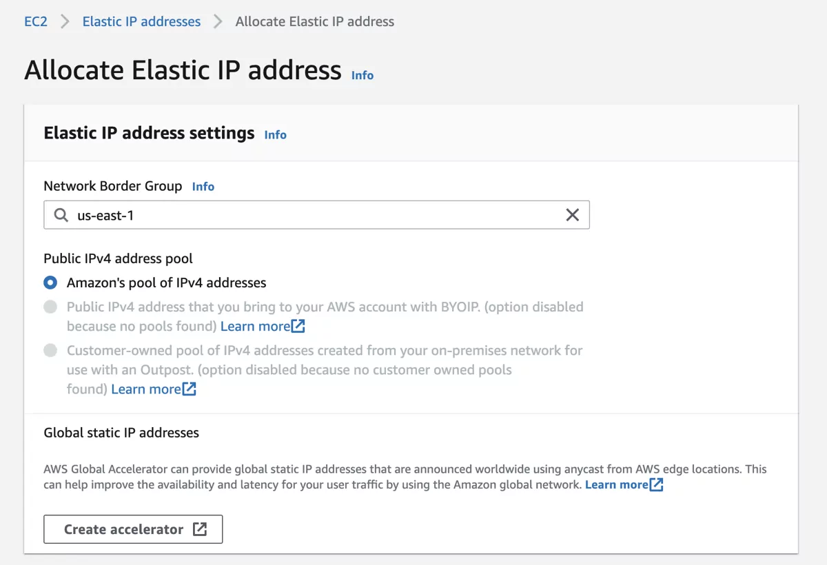VT AIR AWS EC2 Instance Elastic IP Create