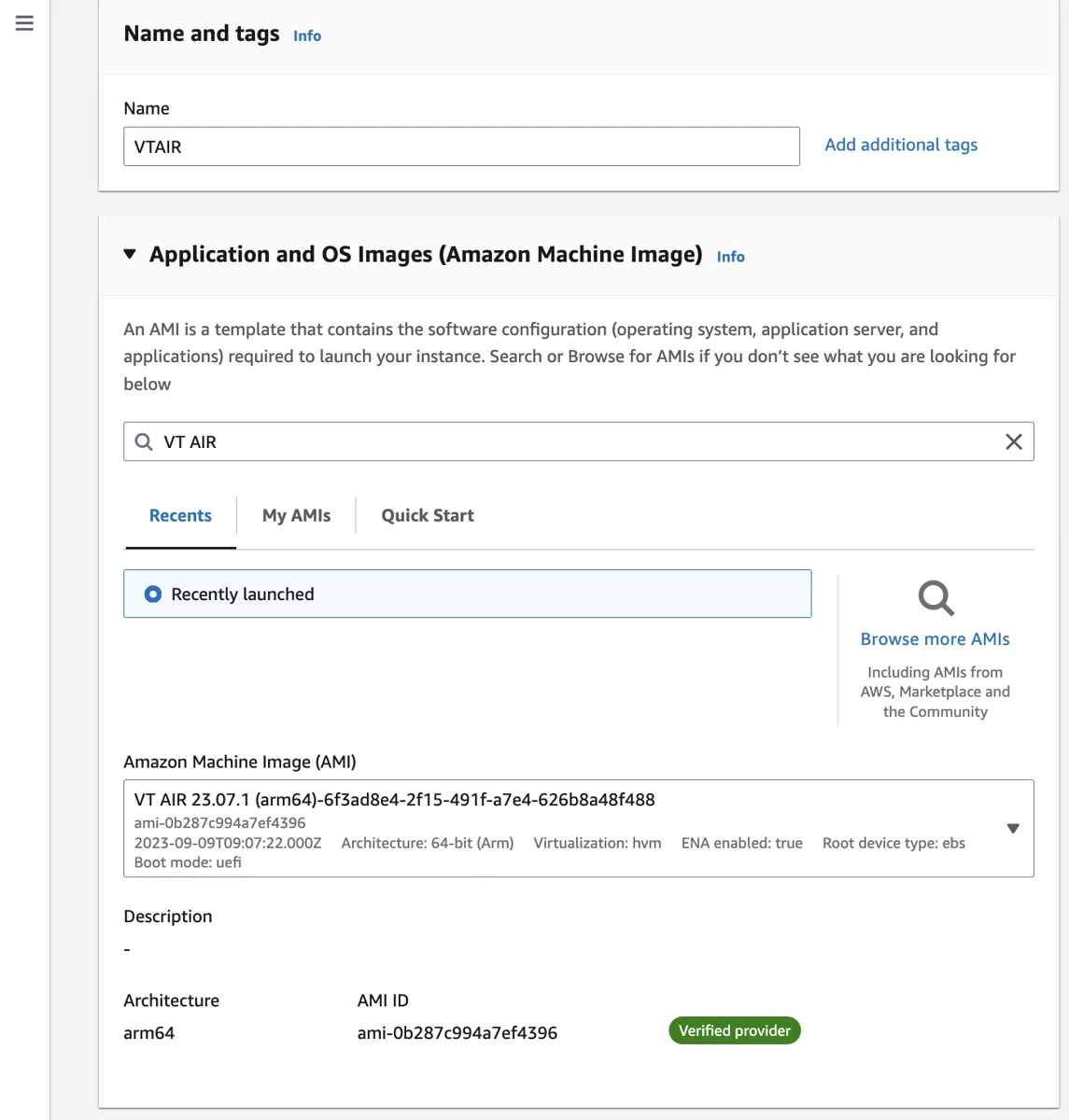 VT AIR AWS EC2 Instance