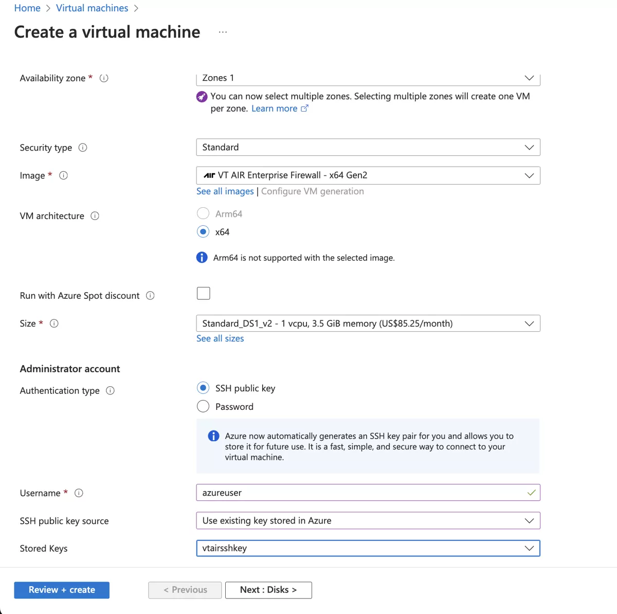 VT AIR Azure Instance