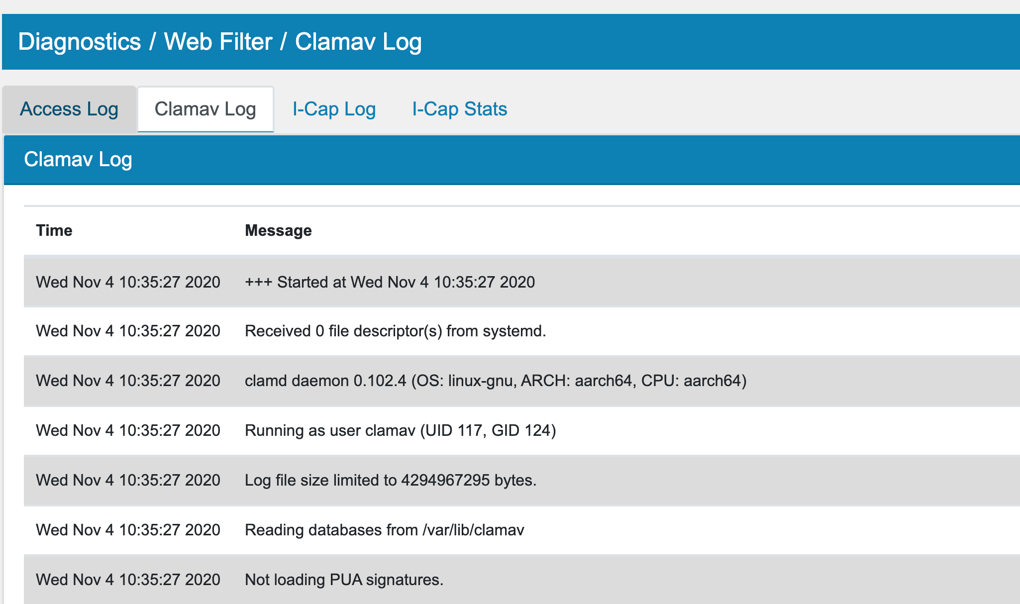 Web Filter Diagnostics