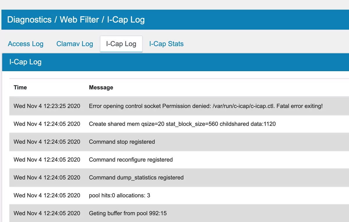 Web Filter Diagnostics