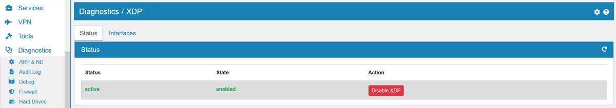 XDP Diagnostics Status