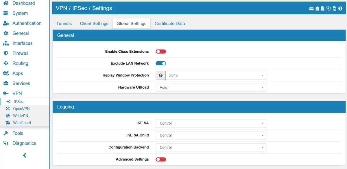IPsec Global Settings