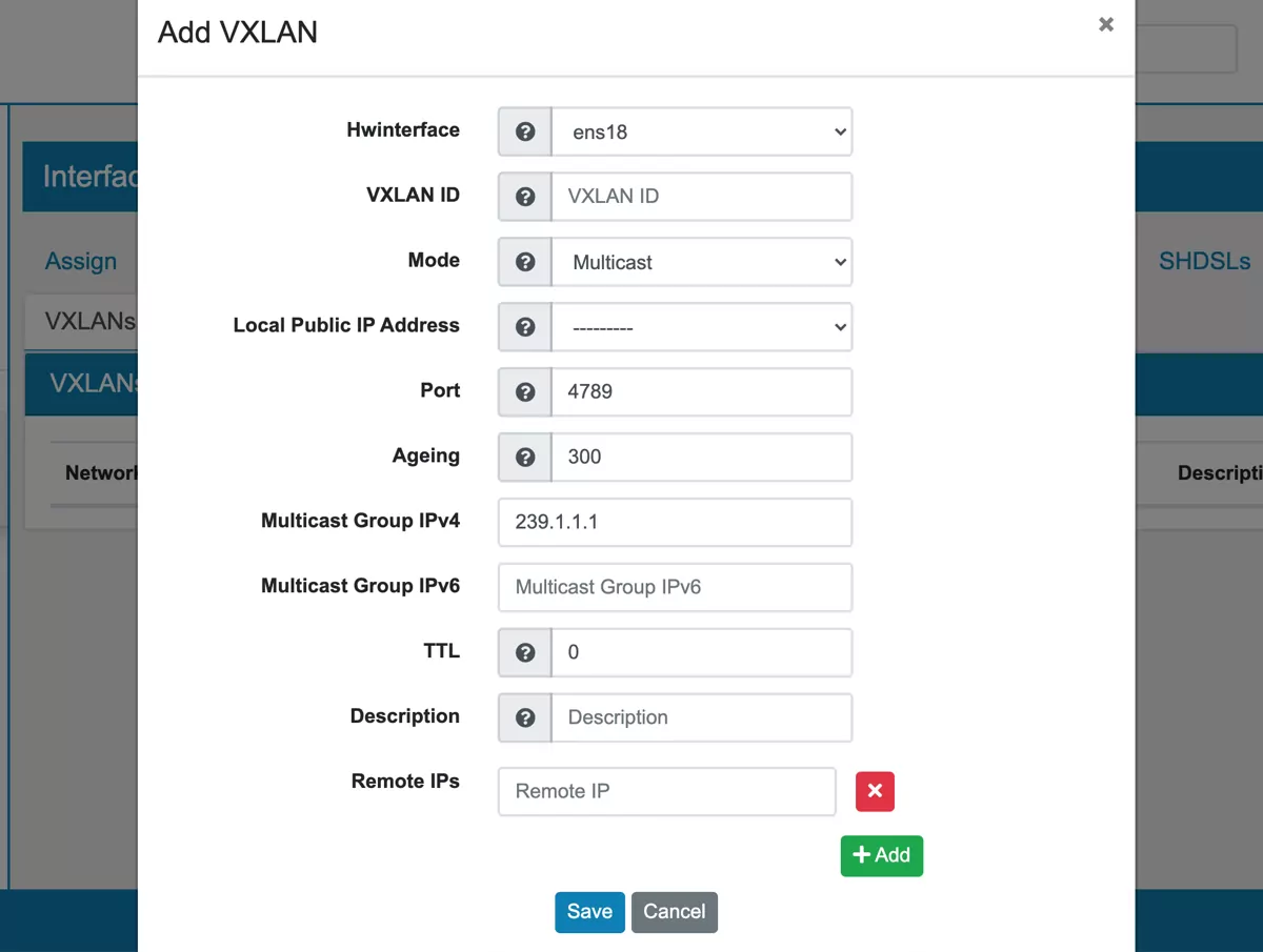 Interface Configuration VXLAN