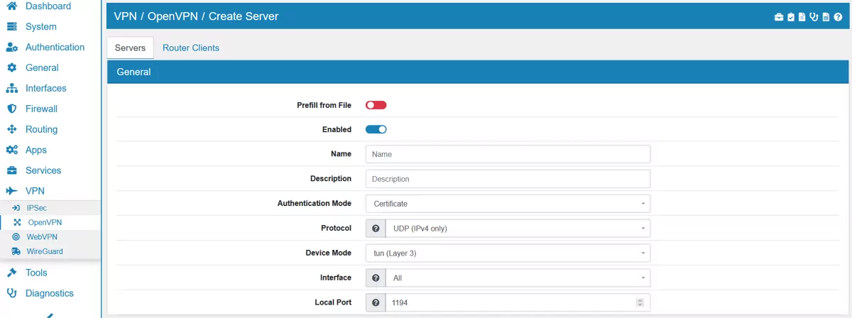 OpenVPN Server General