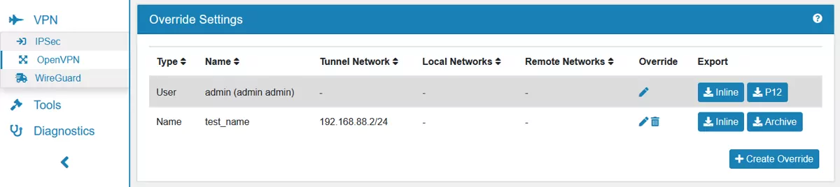 OpenVPN Server Override