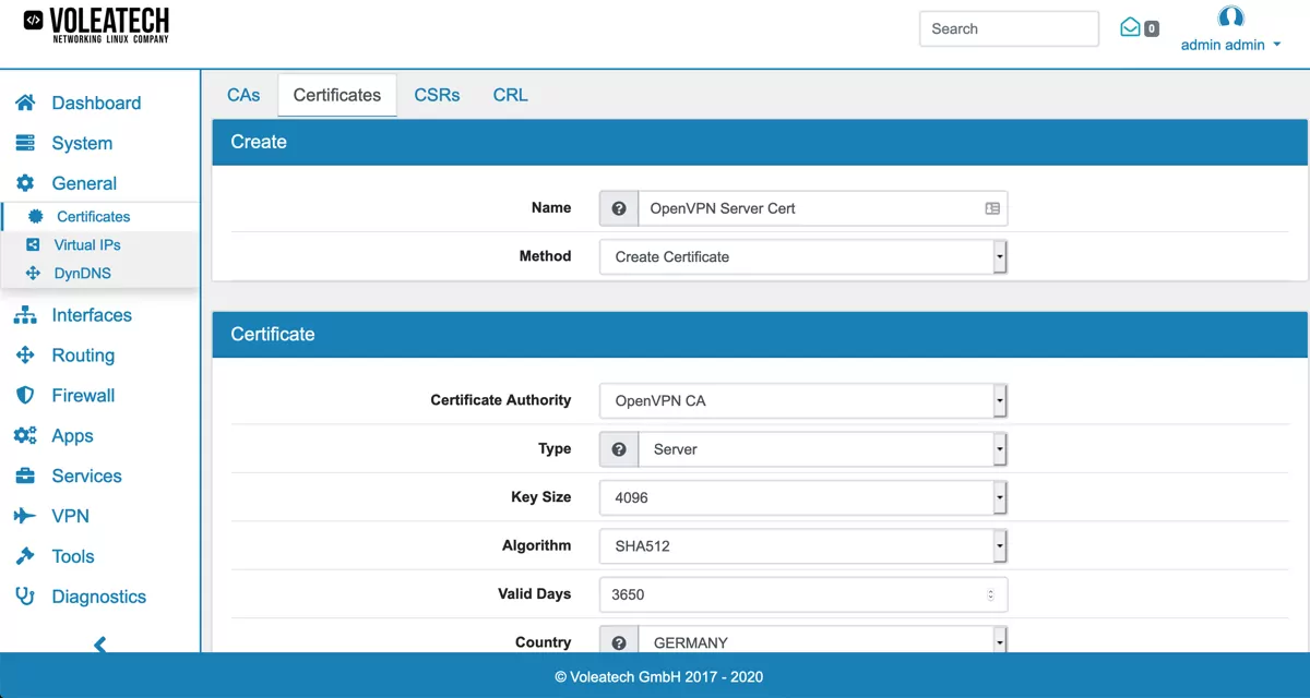 OpenVPN Server Certificate Creation