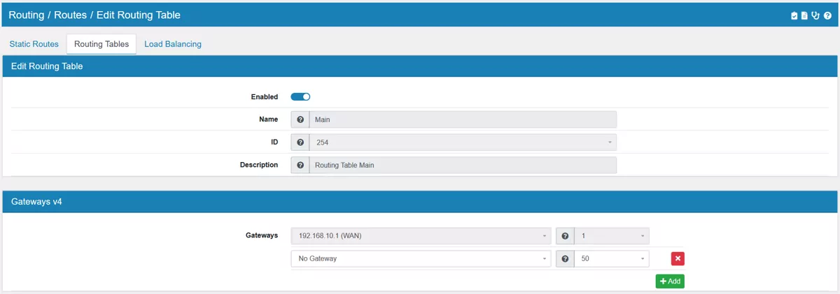 Routing Configuration Gateway v4