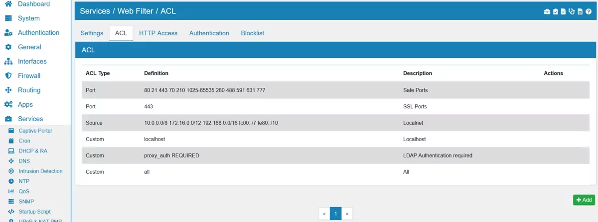 Web Filter ACL