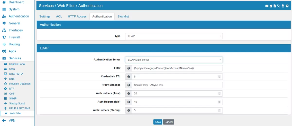Web Filter Authentication