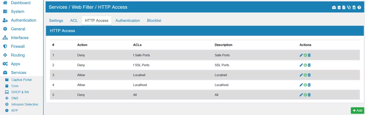 Web Filter HTTP Access