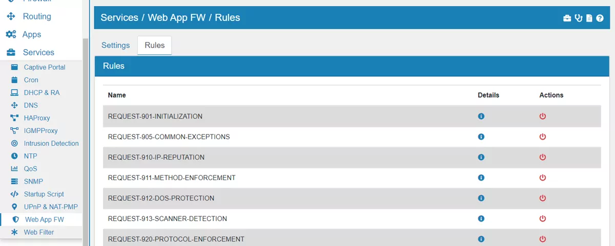 Web Application Firewall Rules