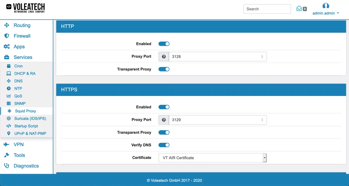 Web Filter HTTP(S) Config