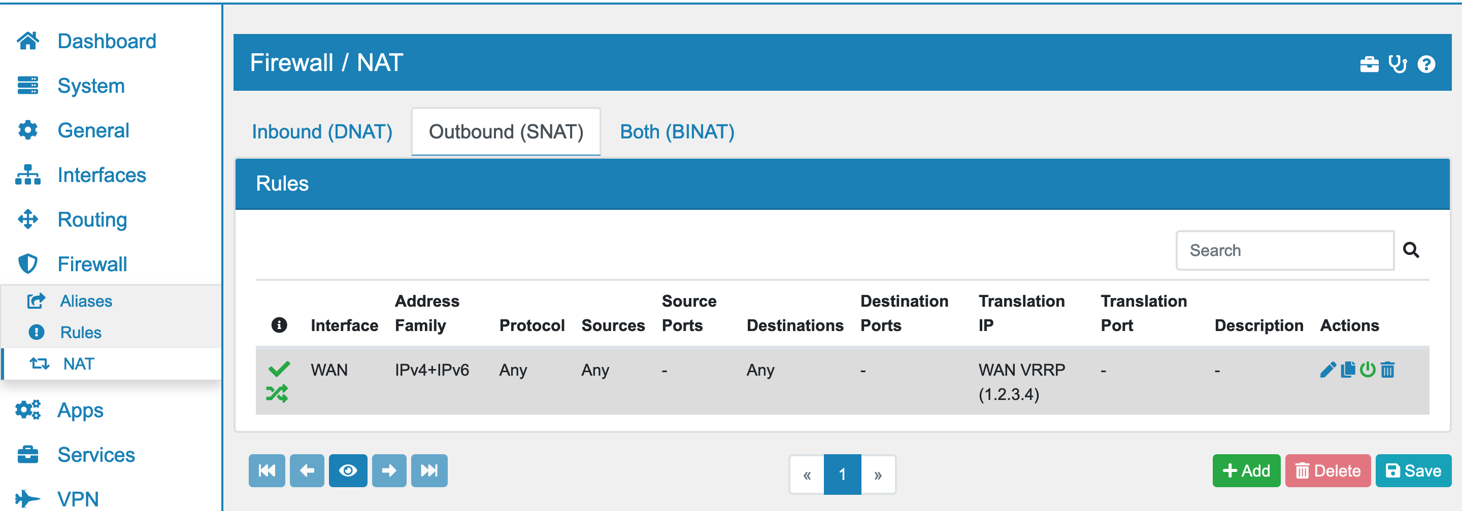 Virtual IP SNAT Configuration