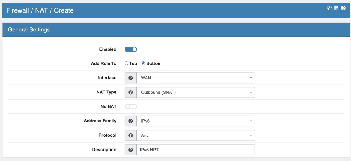 |prodname| Network Prefix Translation (NPTv6)