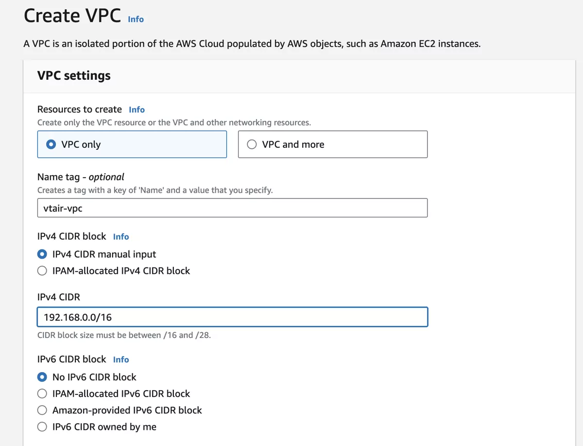 VT AIR AWS VT AIR VPC