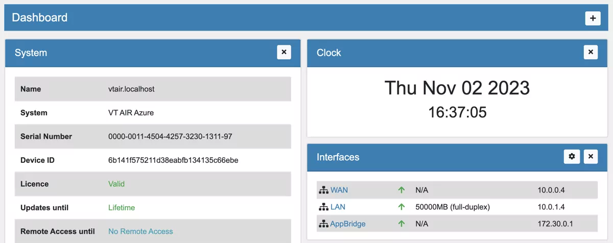 VT AIR Azure Instance Dashboard