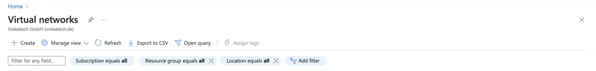 VT AIR Azure Virtual Network